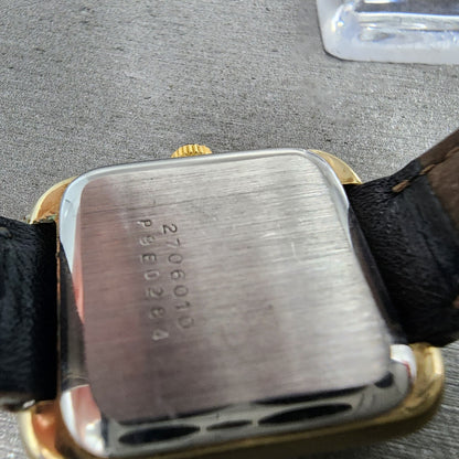 Waltham Oynax Mini Tank Watch Women 23mm Gold Dial Gold Tone Rectangle New Batt9