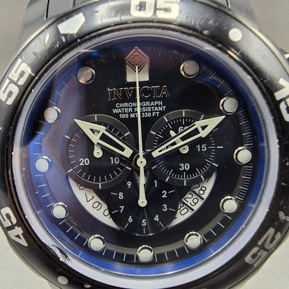 Invicta Pro Diver Chronograph Watch Men 48mm Black Dial Black Tone 6986 New Batt1