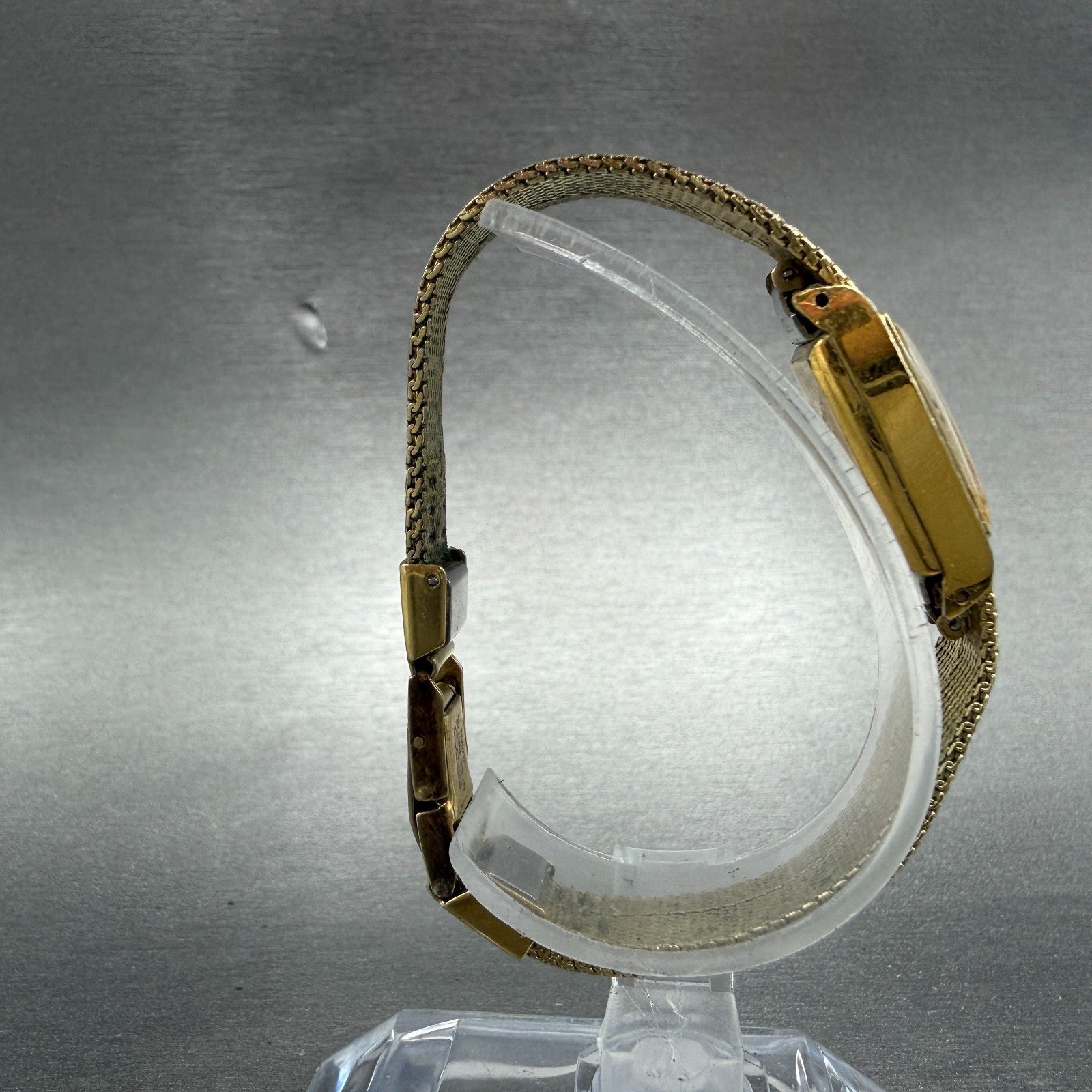 Seiko Tank Watch Women 15mm Champagne Dial Gold Tone Manual 11-3189 Runs 76H8
