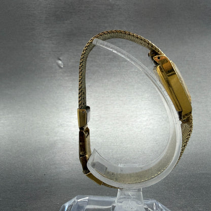 Seiko Tank Watch Women 15mm Champagne Dial Gold Tone Manual 11-3189 Runs 76H8