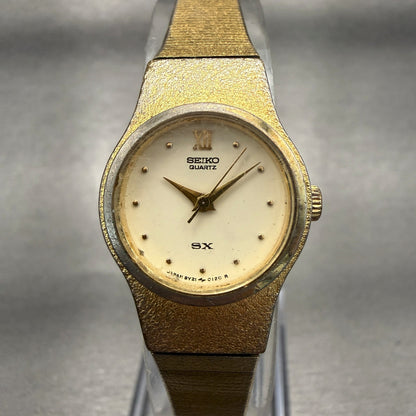 Seiko SX Watch Women 20mm Champagne Dial Gold Tone Round 8Y21-0020 New Battery0