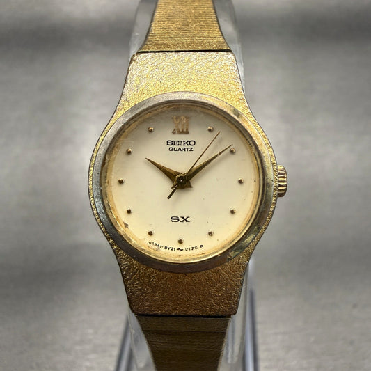 Seiko SX Watch Women 20mm Champagne Dial Gold Tone Round 8Y21-0020 New Battery0