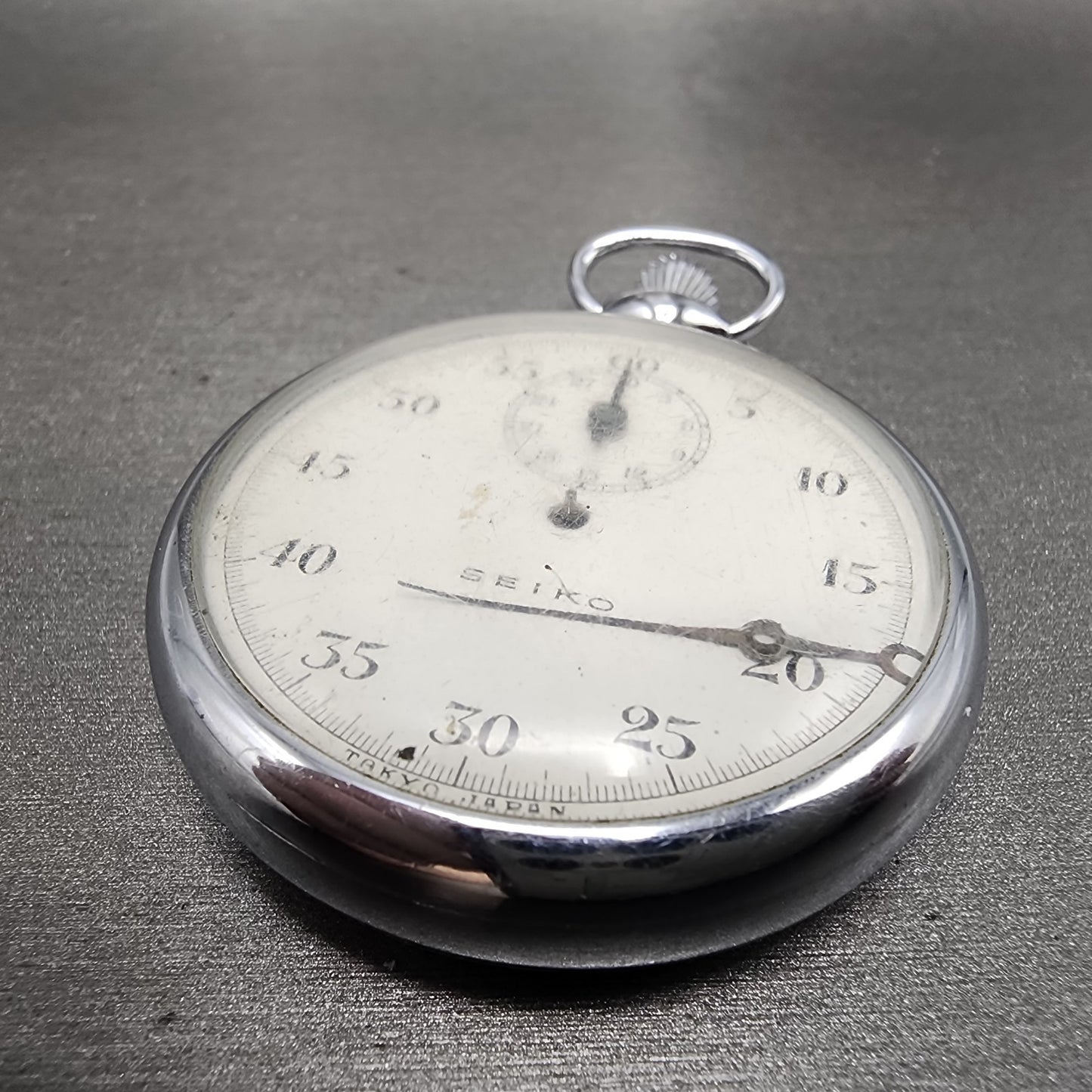 Seiko Stopwatch 47mm White Dial Silver Tone Round Manual Wind 38220 PARTS2