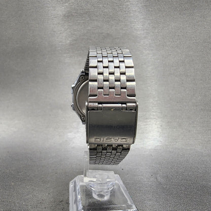 Casio A168 Watch Men 36mm Digital Silver Tone Octagon Alarm Chrono New Battery7