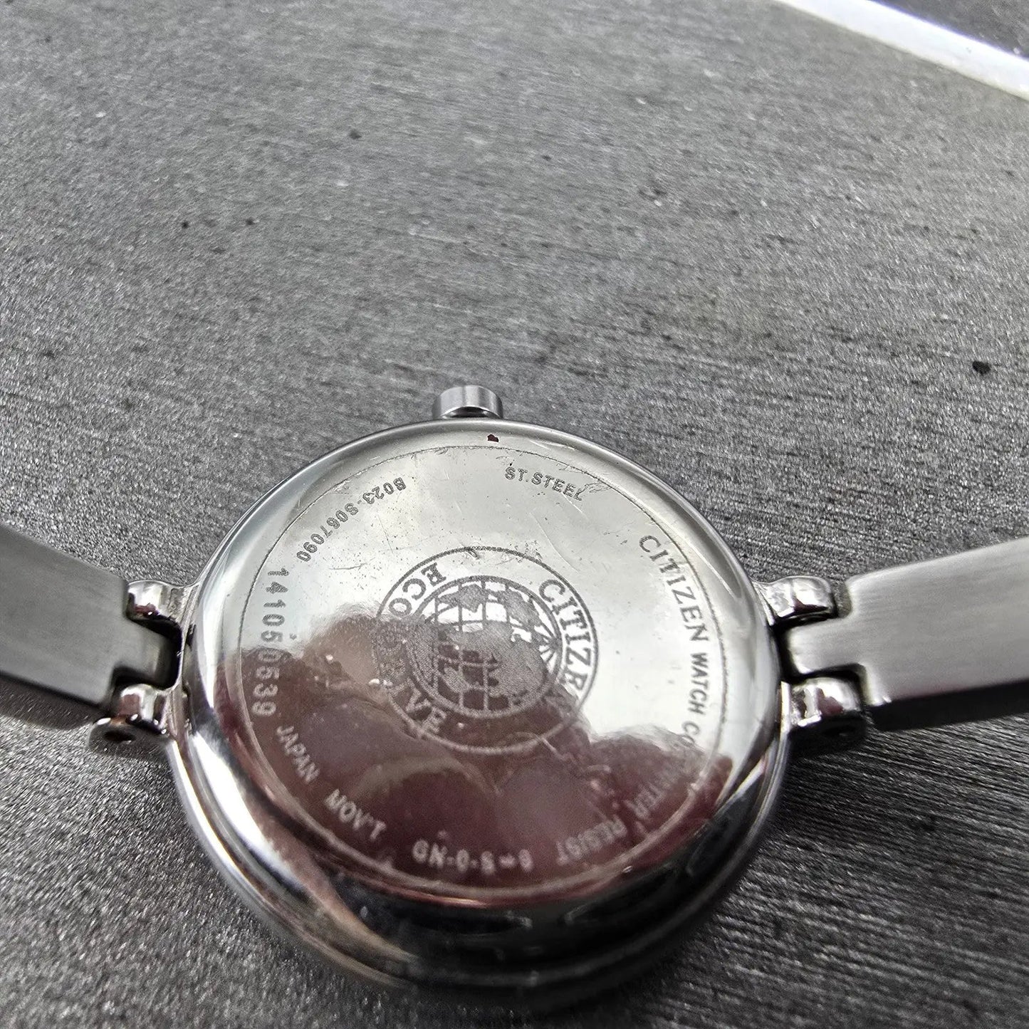 Citizen Eco-Drive Watch Women 21mm Black Dial Silver Tone B023-S067090 Runs9