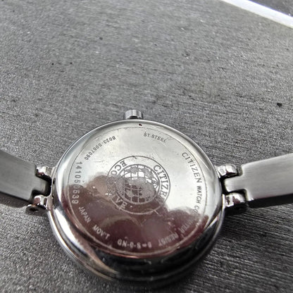 Citizen Eco-Drive Watch Women 21mm Black Dial Silver Tone B023-S067090 Runs9