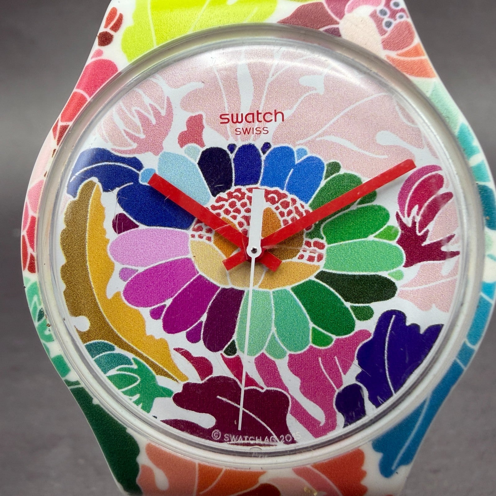 Swatch Flowerfool Watch Men 41mm Floral Dial White SUOW126 Daydate New Battery1