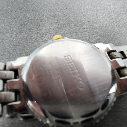 Seiko Watch Women 27mm White Dial Two Tone Date Round 7N820BR0 New Battery9