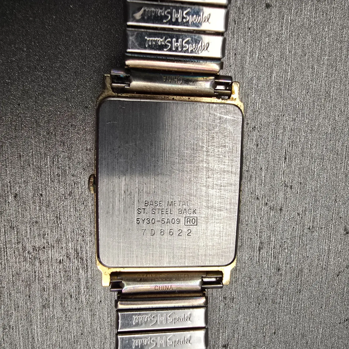 Seiko Tank Watch Men 25mm Champagne Dial Gold Tone Rectangle 5Y30-5A09 New Batt10