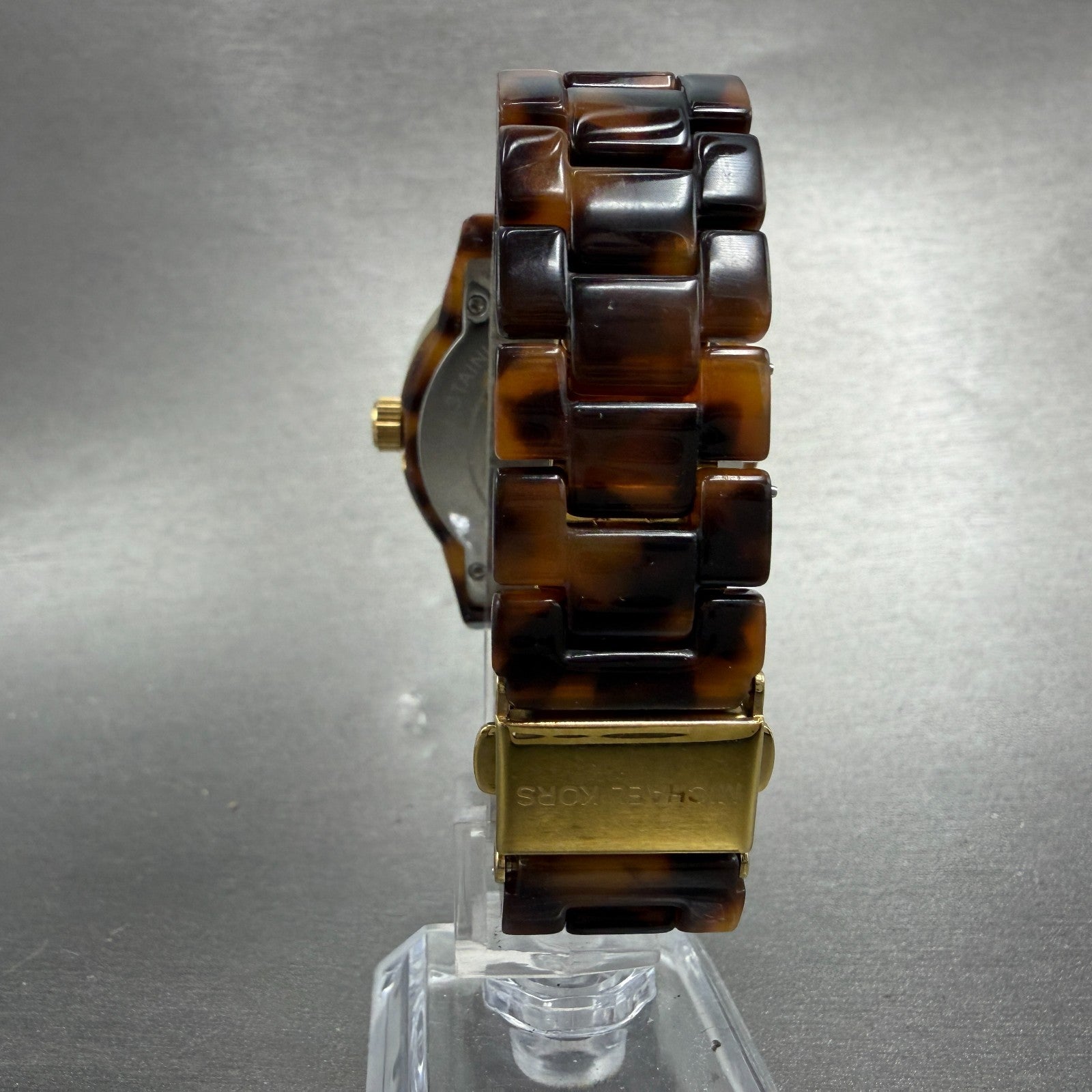 Michael Kors Watch Women 37mm Brown Dial Gold Tone Tortas Daydate New Battery KI7