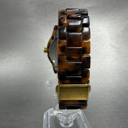 Michael Kors Watch Women 37mm Brown Dial Gold Tone Tortas Daydate New Battery KI7