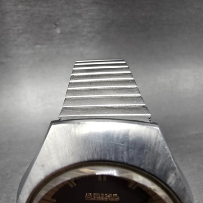 Seiko SQ Watch Men 37mm Black Dial Silver Tone Daydate 0903-8007 New Battery VTG4