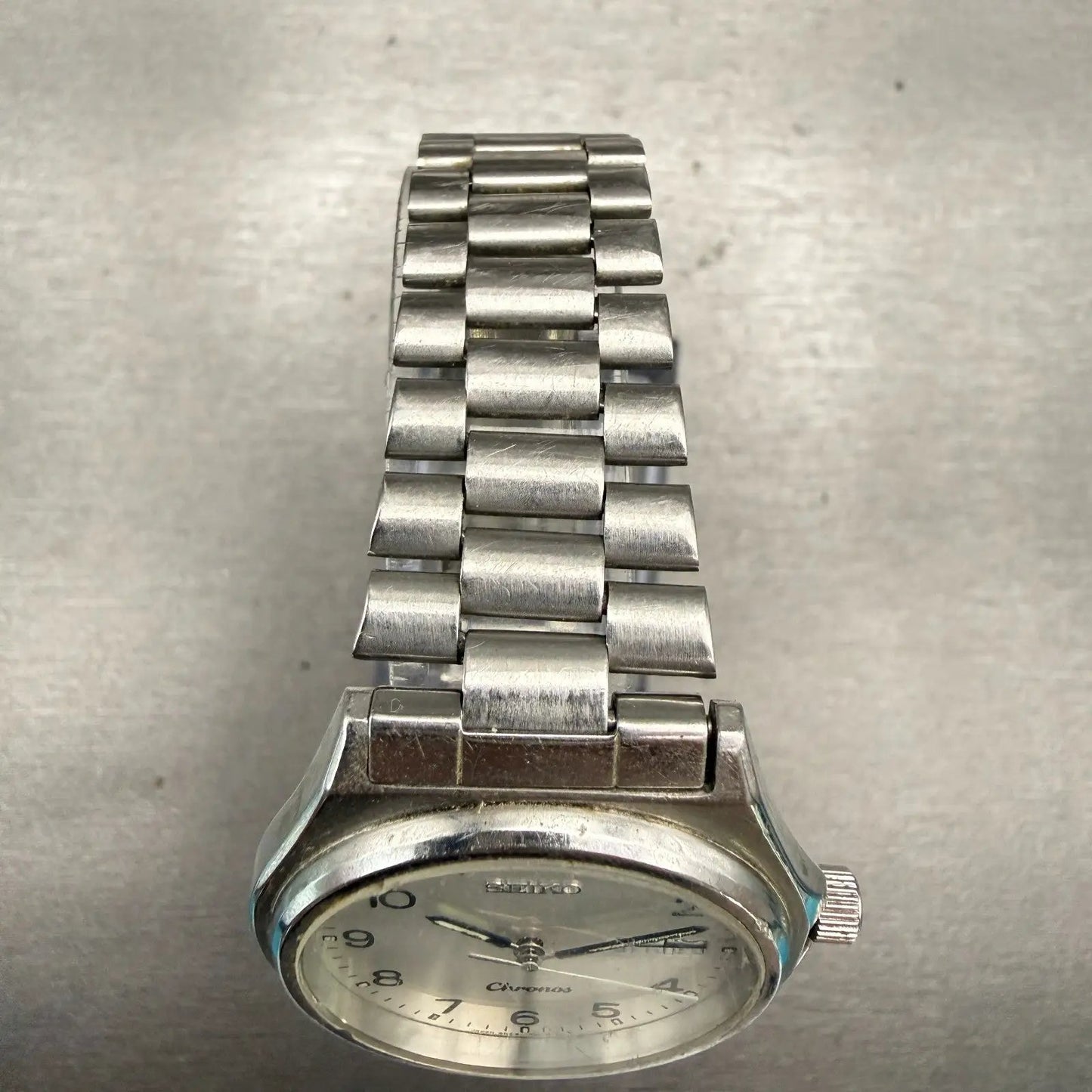 Seiko Chronos Watch Men 35mm Silver Dial Silver Daydate Round 5H23-7060 New Batt4