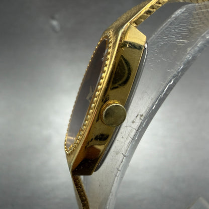 Seiko Tank Watch Women 13mm Brown Dial Gold Tone Oval 1320-5279 New Battery2