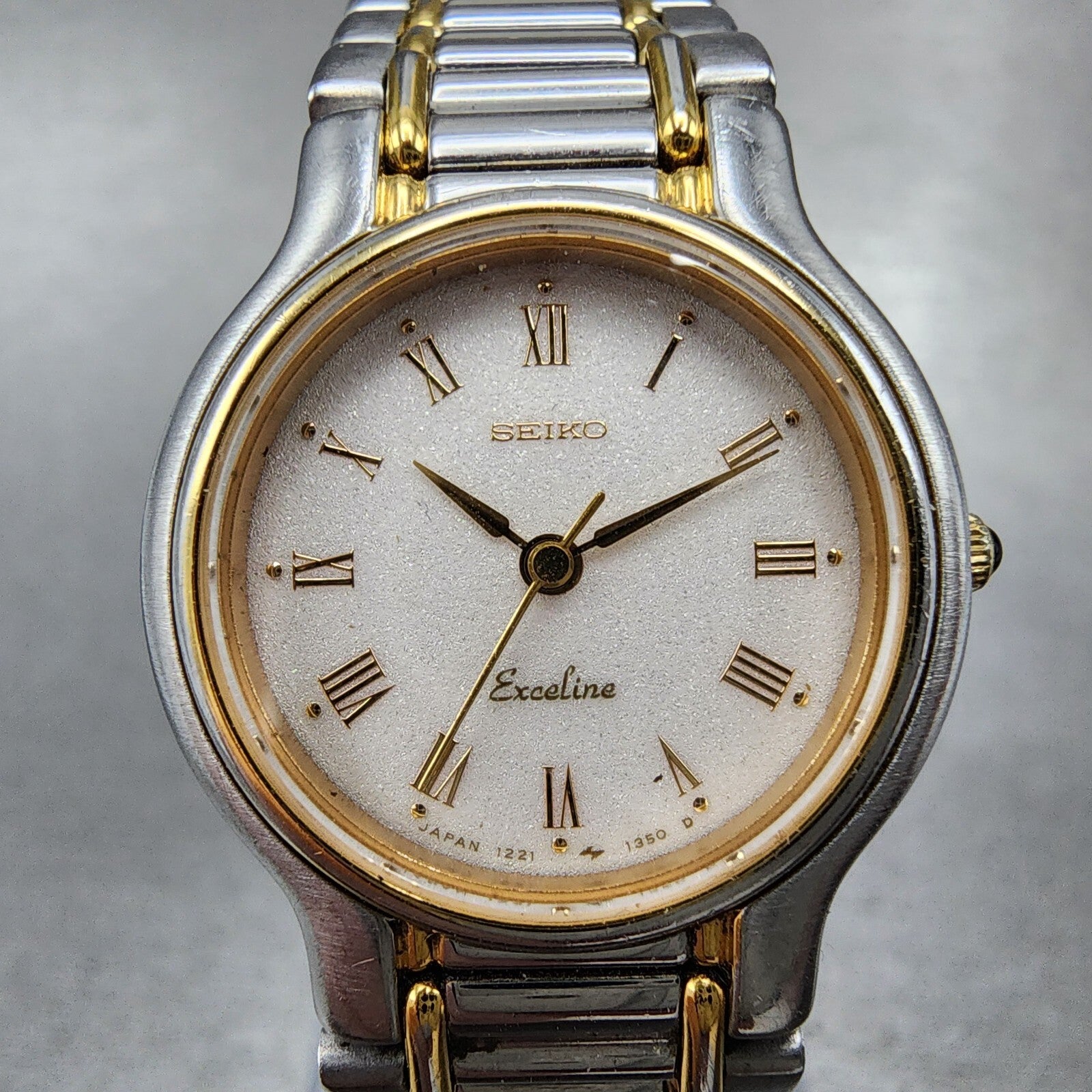 Seiko Exceline Watch Women 23mm White Dial Two Tone 12210190 New Battery1