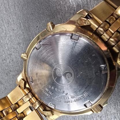 Seiko Sports 150 Watch Men 40mm White Dial Gold Tone Chrono H801-6088 New Batt10