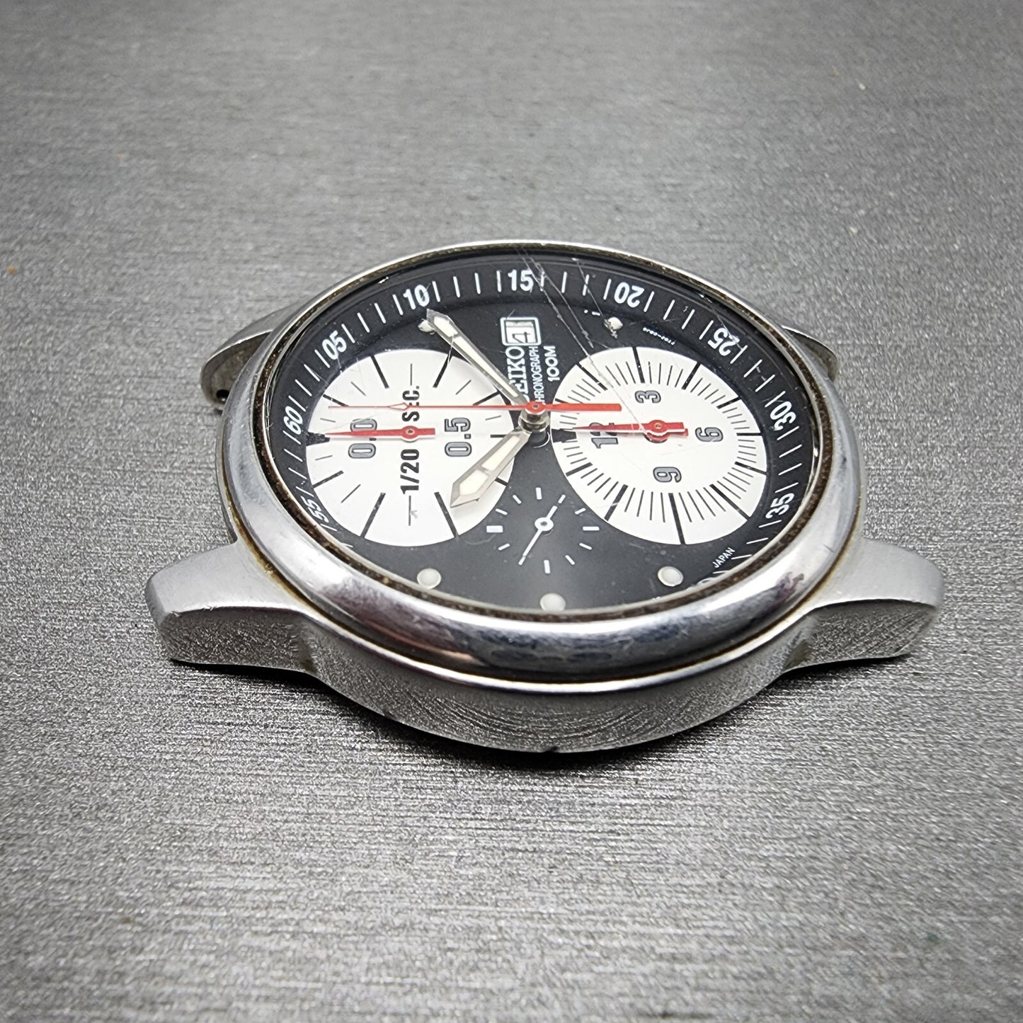 Seiko Chronograph Watch Men 37mm Black Dial Silver Tone Date 7t920bm0 New Batt3