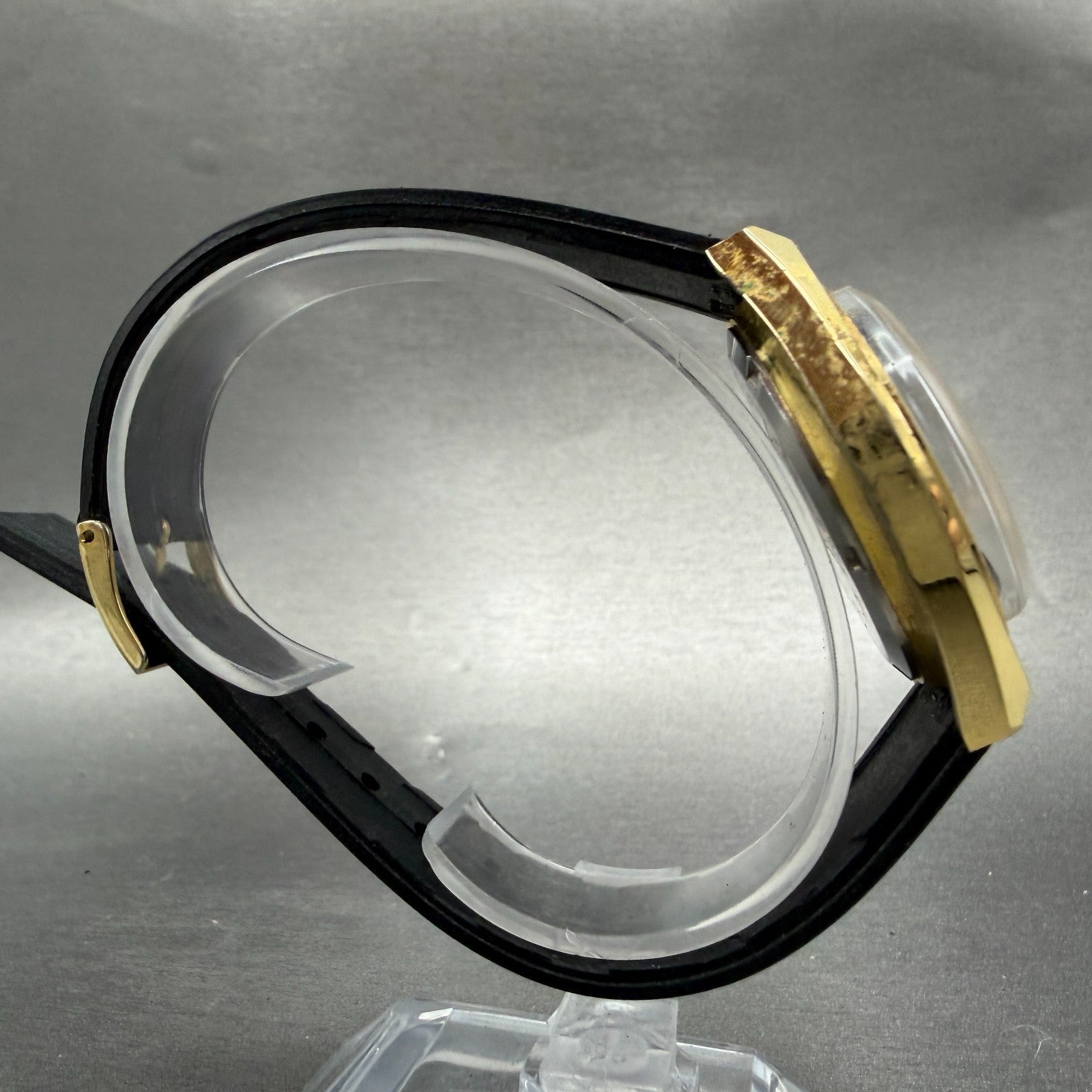 Hugh Hefner Time To F**k Watch Men 38mm Black Dial Gold Tone Manual Wind PARTS9