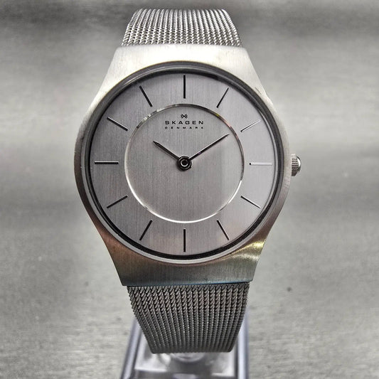 Skagen  Slimline Watch Women 28mm Silver Dial Silver Tone 233SSS New Batt0