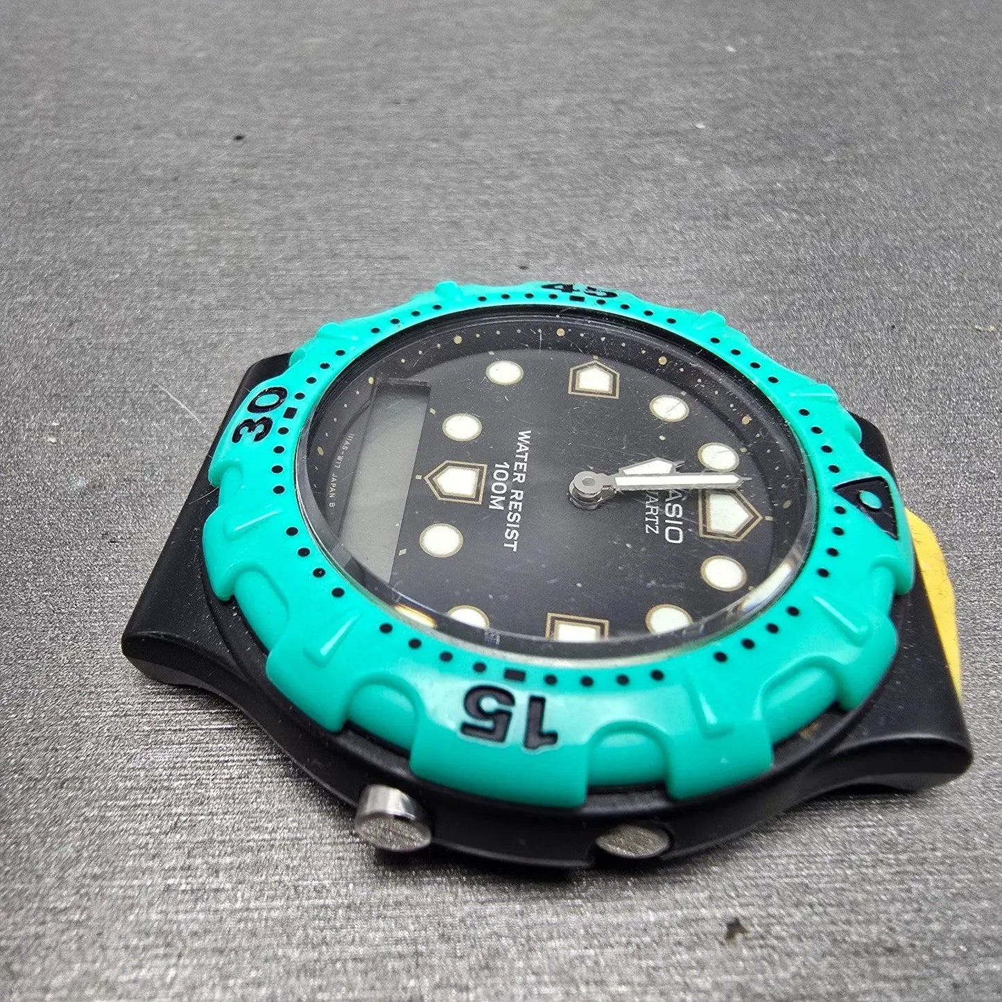 Casio AW-304 Watch Men 40mm Black Blue Alarm Chronograph Analog Digital PARTS6