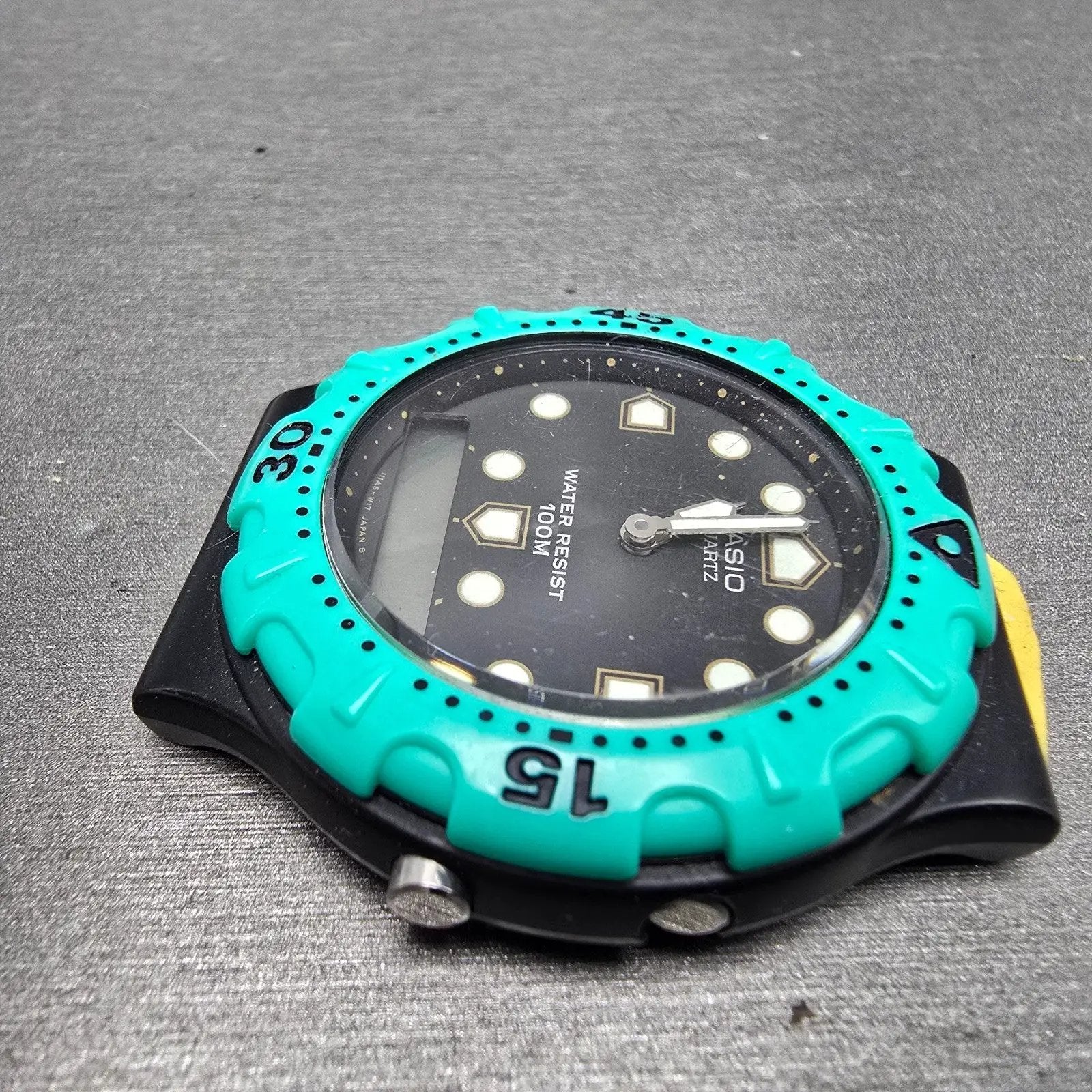 Casio AW-304 Watch Men 40mm Black Blue Alarm Chronograph Analog Digital PARTS6