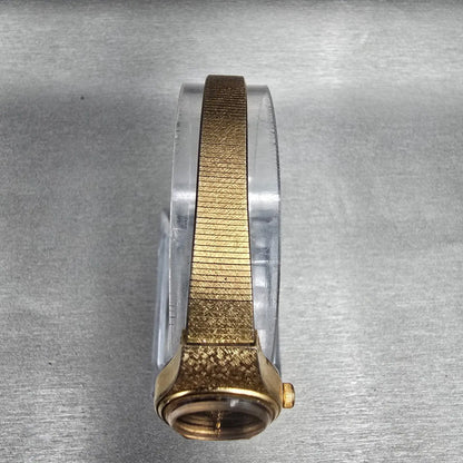 Citizen Seven Watch Women 19mm Black Dial Gold Oval 2030-205316 New Battery JP214