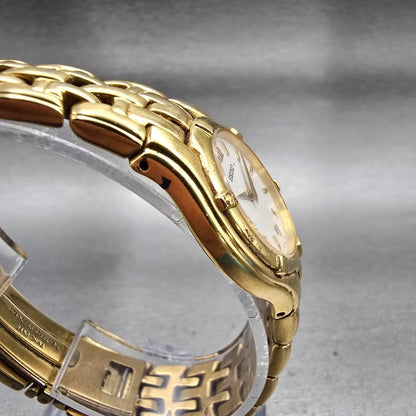 Seiko Watch Women 26mm White Dial Gold Tone Date Round V789-0369 New Battery VTG3
