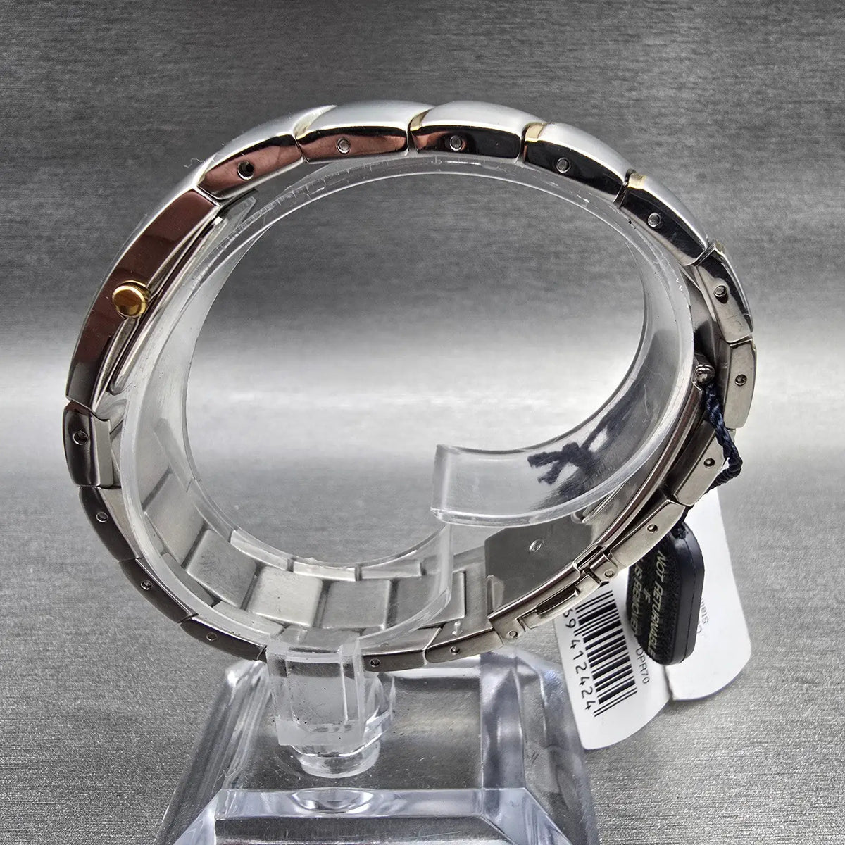 Seiko Pulsar Watch Women 18mm White Dial Two Tone Rectangle VC10-X037 New Batt6