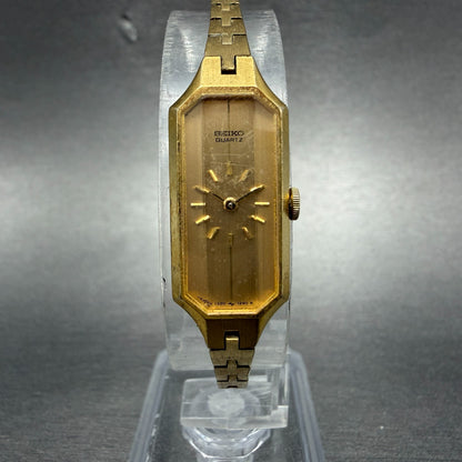 Seiko Watch Women 13mm Gold Dial Gold Tone Octagon 1320-5989 New Battery JGJ0