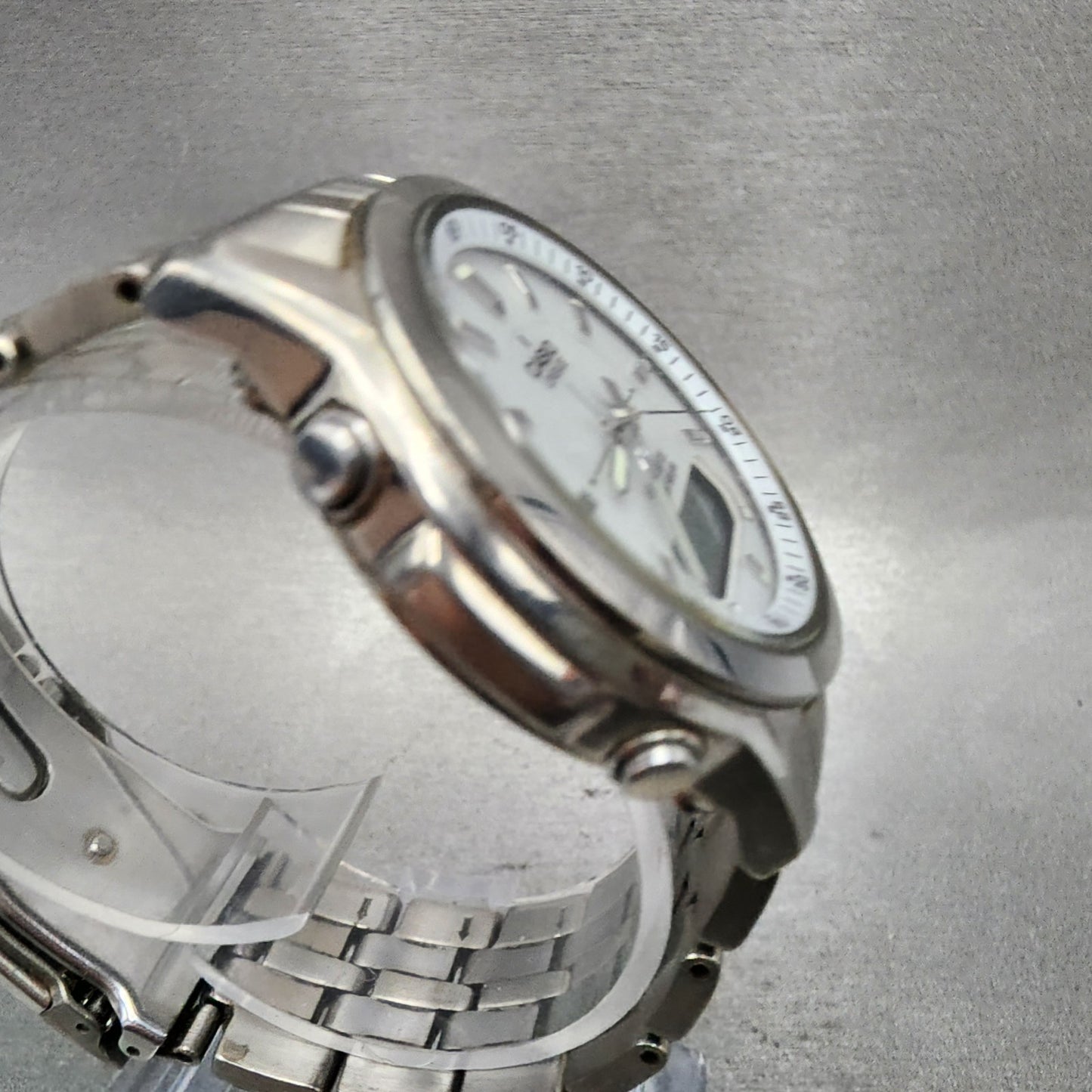 Casio Lineage Watch Men 41mm White Dial Titanium Analog Digital Solar Runs3