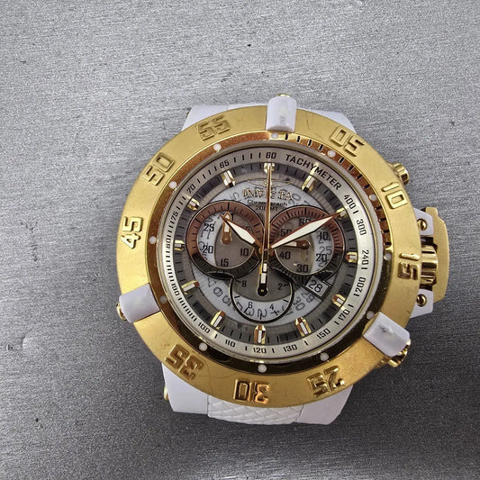 Invicta Sub Aqua Noma II Chronograph Watch Men 50mm Skeleton Dial White Tone Run0