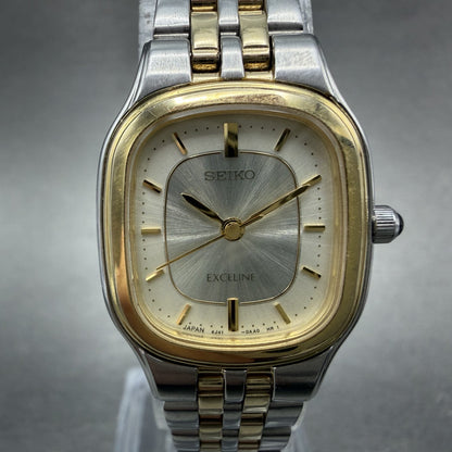 Seiko Exceline Watch Women 21mm White Dial Two Tone 4J41-0AA0 New Battery1