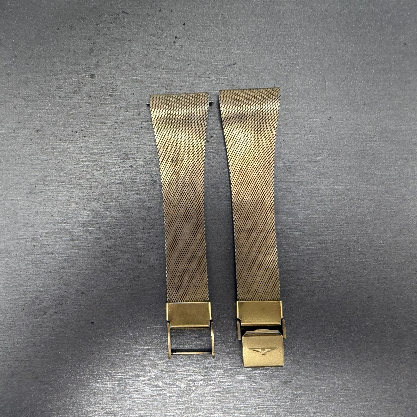 Longines Bracelet 21mm Gold Tone Mesh Duchess USA Vintage Two Piece0