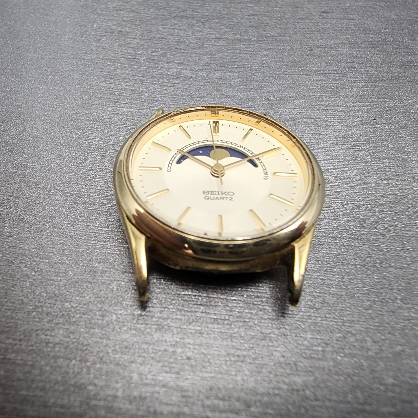 Seiko Moon Phase Watch Women 24mm White Dial Gold Tone Round 2A240048 PARTS3