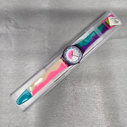 Swatch Scoob-A-Doo Watch Men 34mm Silver Dial Purple Case GV102 New Battery NOS13