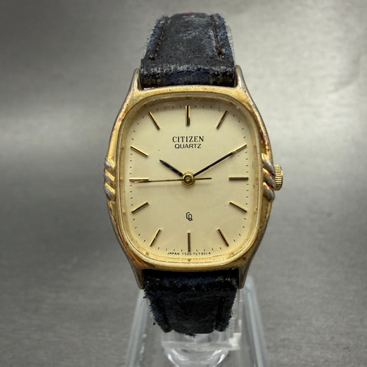 Citizen CQ Watch Women 22mm Champagne Dial Gold Tone Rectangle 7530-751655 Runs0