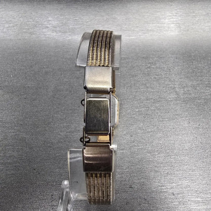 Seiko Tank Watch Women 12mm Gold Dial Gold Tone Rectangle 2E20-6019 New BatteryJ7