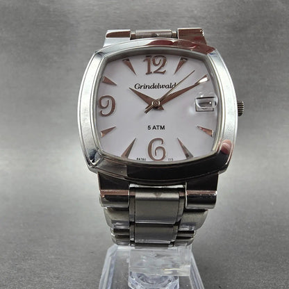 Belair Grindelwald watch Men 34mm White Dial Steel Date Rectangle New battery5