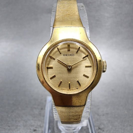 Seiko Watch Women 22mm Champagne Dial Gold Tone Manual Wind 11001440 Runs0