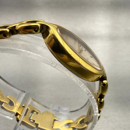 Seiko Lucent Watch Women 17mm White Dial Gold Tone Oval 4N21-5350 New Battery3