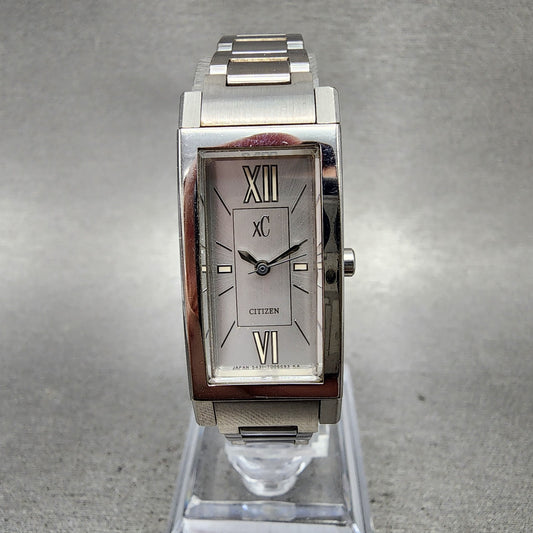 Citizen XC Tank Watch Women 16mm Silver Dial Silver Tone 5431t003982 NewBattery0