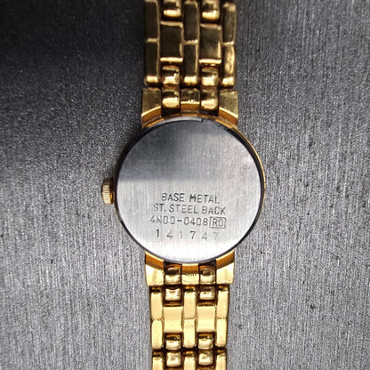Seiko Watch Women 20mm Blue Dial Gold Tone Round 4N00-0408 New Battery Vintage10