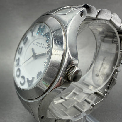 Marc Jacobs Rivera Watch Men 41mm White Dial Steel Round MBM3136 New Battery2