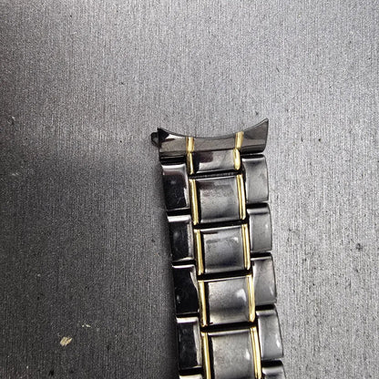 Seiko Bracelet 20mm Black & Gold Tone For 6A32-00B0 Tri Folding 3363 GI Steel1