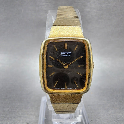 Seiko Tank Watch Women 18mm Brown Dial Gold Tone Rectangle 23205229 New Battery0