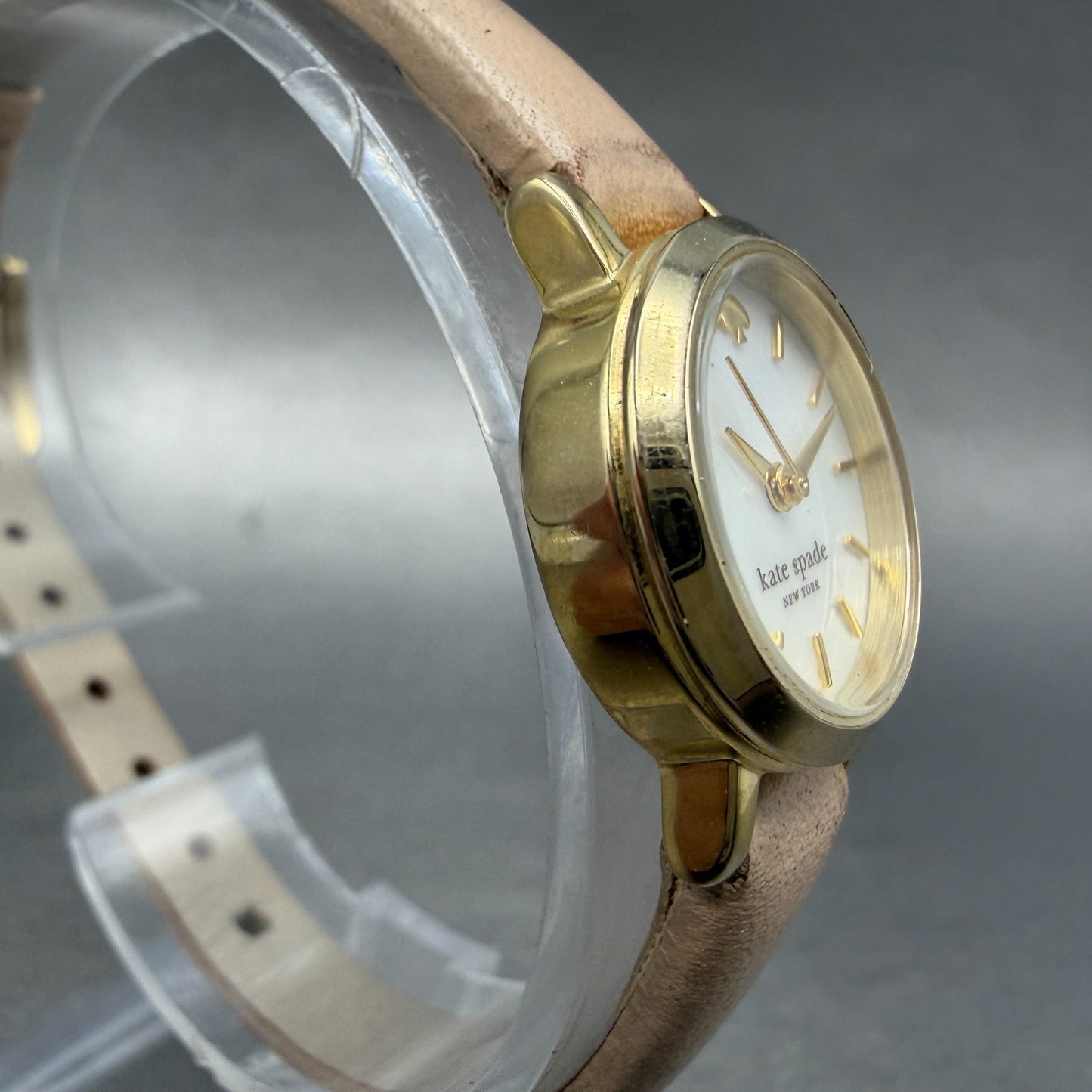 Kate Spade Tiny Metro watch Women 21mm Mop Dial Gold Tone Round 0372 New Batt3