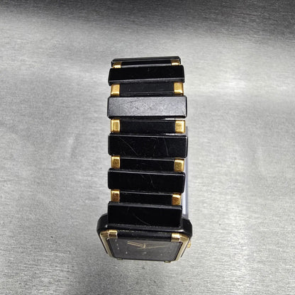 Seiko Watch Men 24mm Black Dial Two Tone Rectangle 7430-5980 New Battery Vintage4