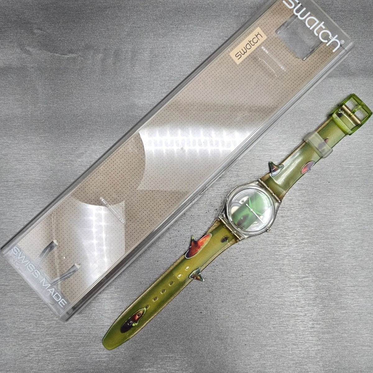 Swatch Piquant Watch Men 34mm Clear Dial Clear Case GK267 New Battery NOS16