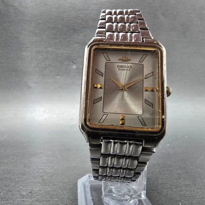 Seiko Tank Watch Men 27mm Silver Dial Two Tone Rectangle V701-5K90 PARTS Vintage6