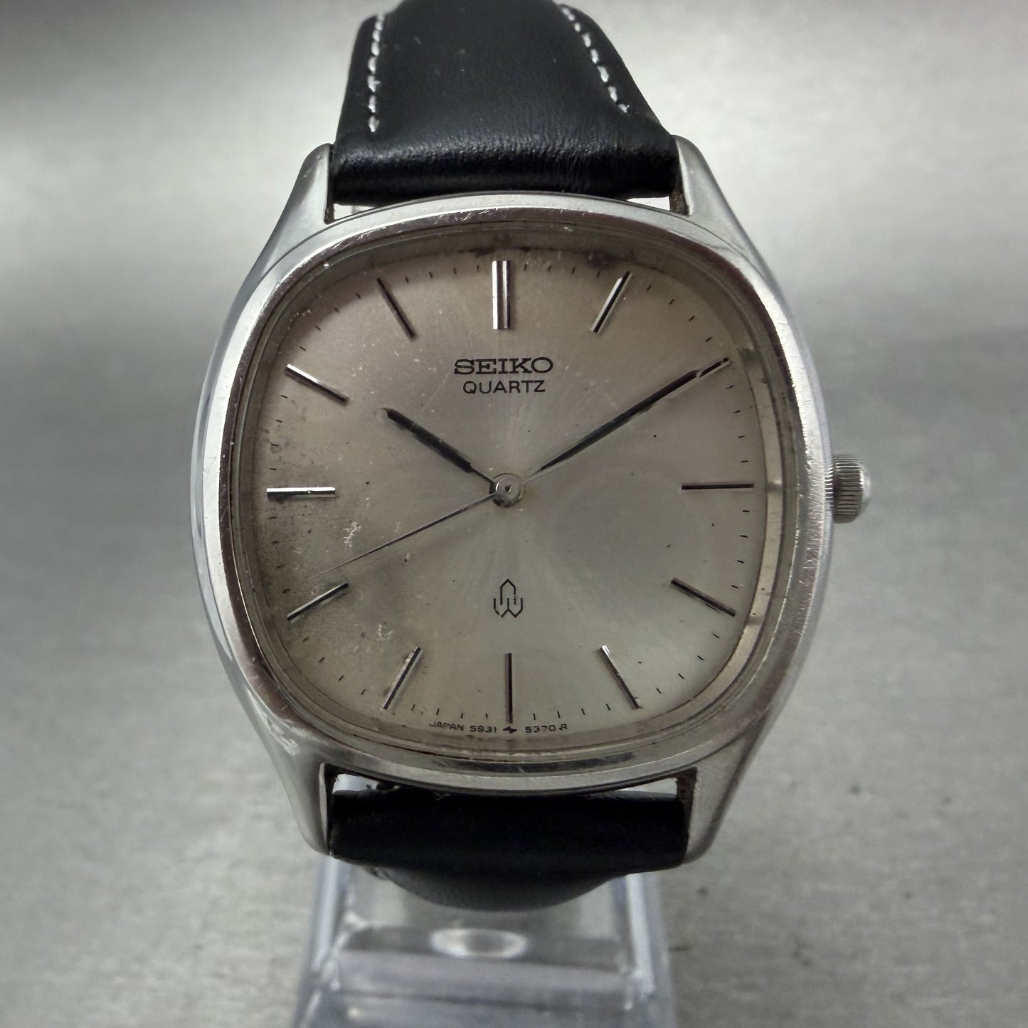 Seiko Watch Men 33mm Silver Dial Silver Tone Rectangle 5931-5330 New Battery1
